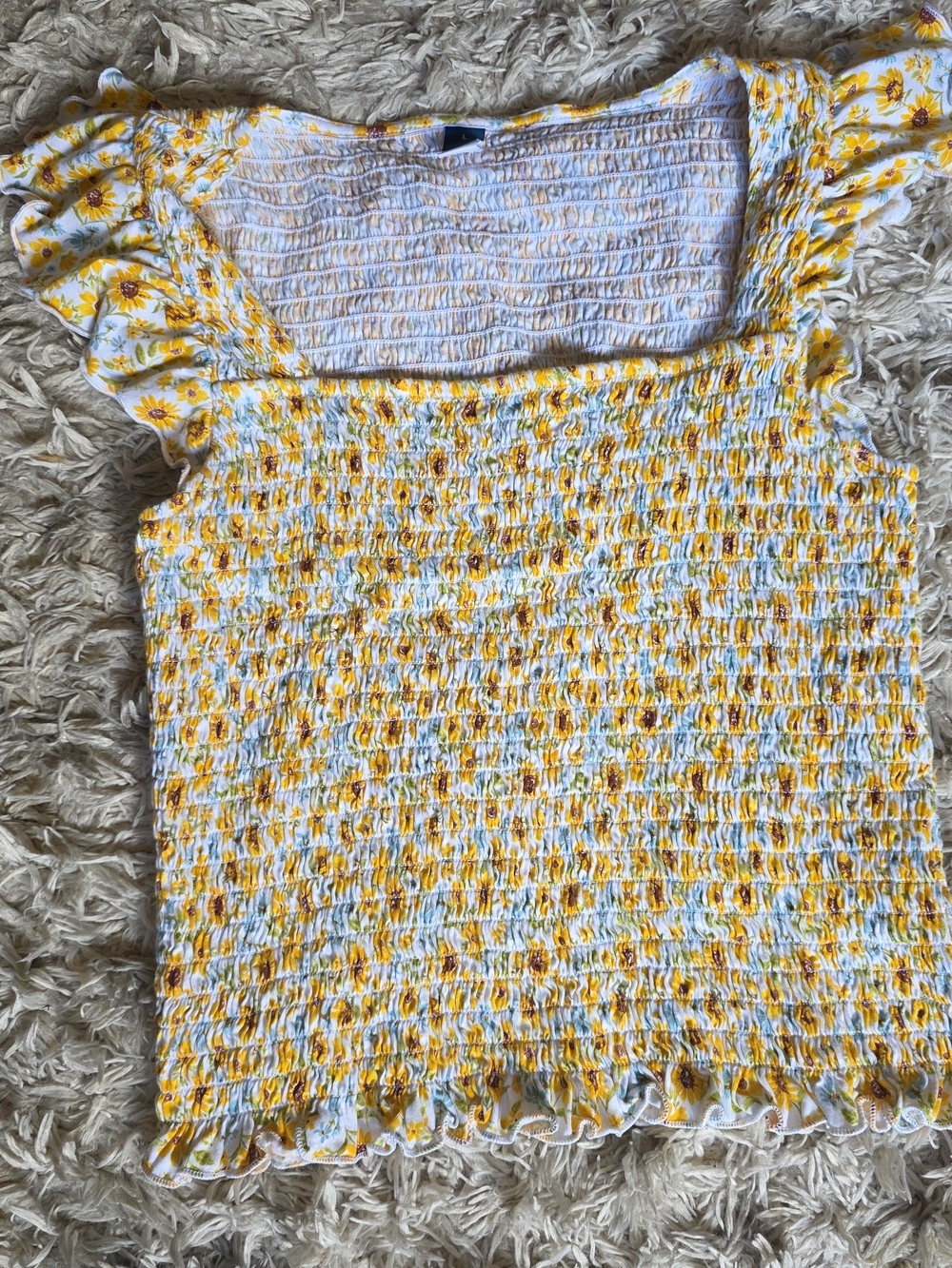 Old Navy Yellow Floral Smocked Square-Neck Crop Top